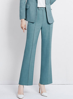 Solid Color High Waist All-matched Work Straight Pants