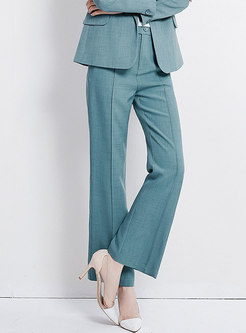 Solid Color High Waist All-matched Work Straight Pants