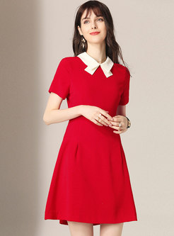 Summer Red Sweet Doll Collar A Line Dress