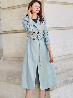 Waist Belted Over The Knee Trench Coat