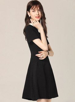 Summer Black Sweet Doll Collar Slim A Line Dress