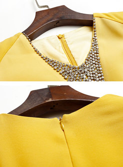 Elegant Diamond Summer Cloak Short Sleeve Bodycon Dress