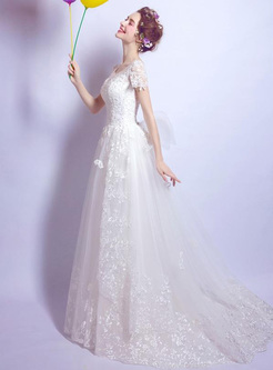 Embroidery Lace Contrast Solid Color Sashes Dresses