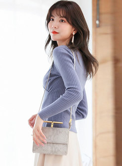 Casual All-matched Pure Color Knitted Sweater