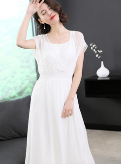 Asymmetrical Solid Color Long Dresses