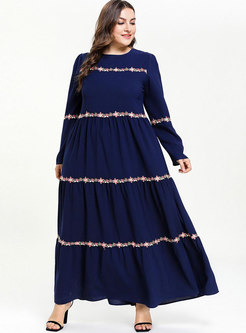Brief Plus Size Lace Multi-layer Comfortable Maxi Dress