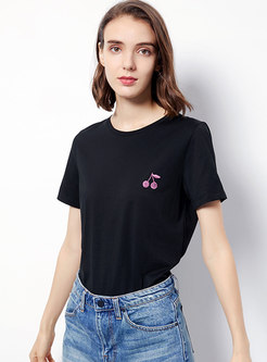 Casual Embroidered Summer Short Sleeve T-shirt