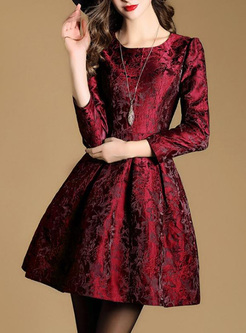 Embroidery Hollow Out Printing Vintage Mini Dresses