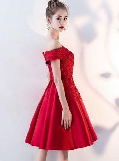 Sequin Solid Color Slash Neck Sleeveless Backless Prom Dresses
