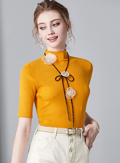 Stylish Half High Collar Slim Daily Sweater