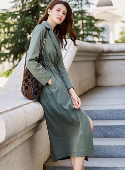 Tied Long Sleeve A Line Trench Coat