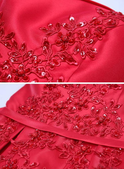 Baeding Embroidery Solid Color Sashes Backless Dresse