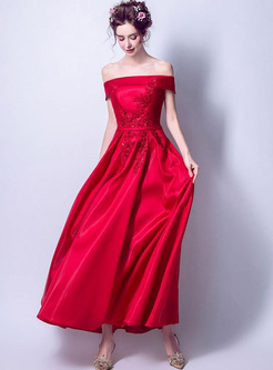 Baeding Embroidery Solid Color Sashes Backless Dresse