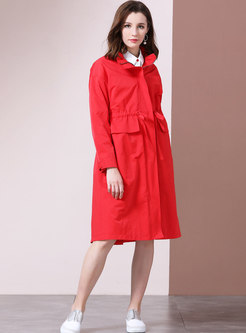 Fashion All-matched Loose Knee-length Trench Coat