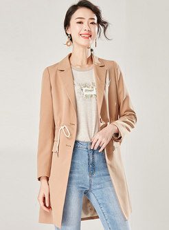 Casual Lapel Letter Embroidery Tied Blazer