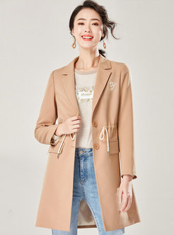 Casual Lapel Letter Embroidery Tied Blazer