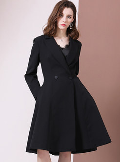 Pure Color Double Breasted Trench Coat