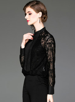 Stylish Black Embroidered Perspective Blouse