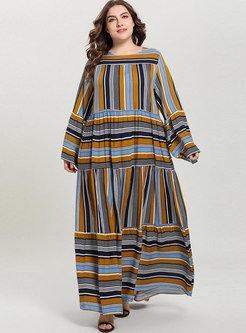 Chic Striped Splicing Thin Comfortable Maxi Dress