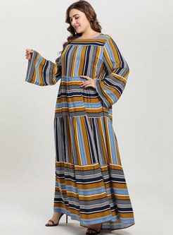 Chic Striped Splicing Thin Comfortable Maxi Dress