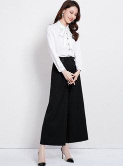 Brief Work Tied Bowknot Long Sleeve Blouse