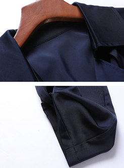 Solid Collar Slim Tied Thin Trench Coat