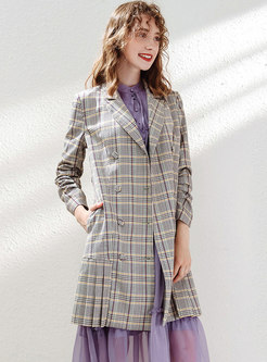 Double Breasted Plaid Trench Coat