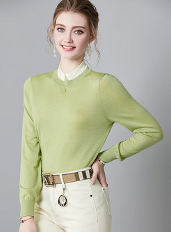 Brief Hit Color Wool Casual Thin Sweater