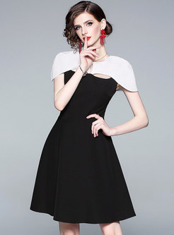 Elegant Color-blocked Splicing Cloak Dress