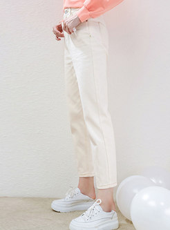 Casual White All-matched Straight Pants