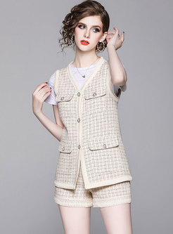Brief Tweed Tassel Single-breasted Three-piece Outfits