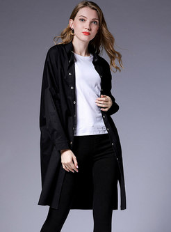Solid Color Split Loose Trench Coat