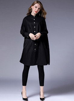 Solid Color Split Loose Trench Coat