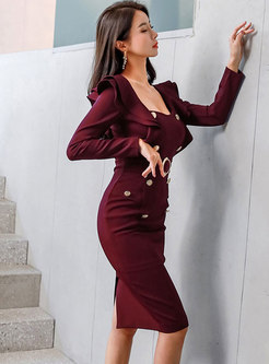 Square Neck Backless High Waisted Bodycon Dress