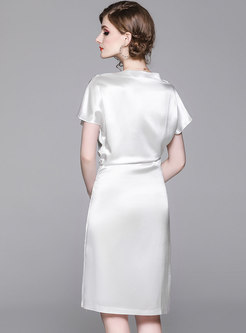 Stylish White High Waist Slim Bodycon Dress