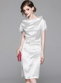 Stylish White High Waist Slim Bodycon Dress