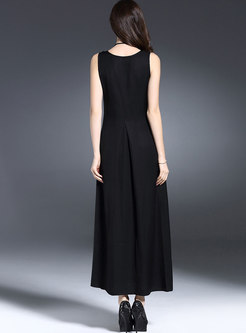 Brief Sleeveless Silk Maxi Dress