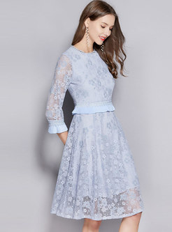 Sweet Openwork Patchwork Lace Dress