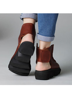 Stylish Leather Zippered Platform Sandals