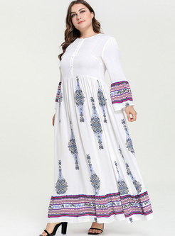 White Plus Size Embroidered Maxi Dress