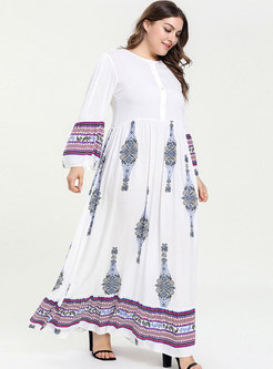 White Plus Size Embroidered Maxi Dress