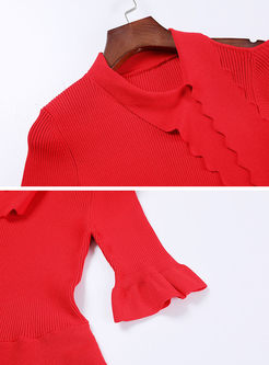 Off-the-shoulder Bowknot Knit Dress
