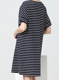 Casual Striped Loose T-shirt Dress