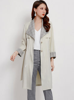 Plaid Patchwork Wrap Trench Coat