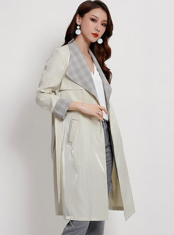 Plaid Patchwork Wrap Trench Coat