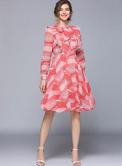 Pink Dot Falbala Patchwork Chiffon Dress