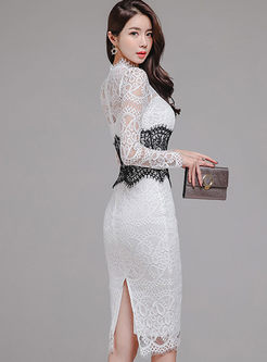 Sexy Lace Openwork Bodycon Dress