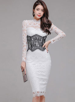 Sexy Lace Openwork Bodycon Dress