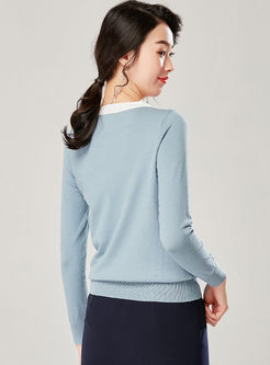 O-neck Bowknot Tie Pullover Sweater