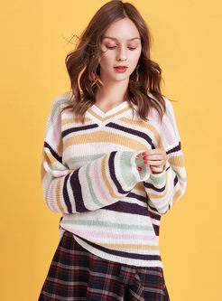 Stylish Striped Loose Pullover Sweater